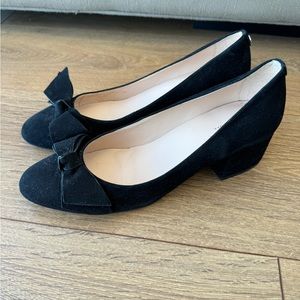 NWT Kate Spade Black Suede Pauline Heel with Bow Size 7.5